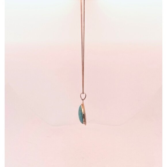Vintage 925 Sterling Silver Turquoise Teardrop Pendant Necklace 20” Estate - Picture 4 of 10